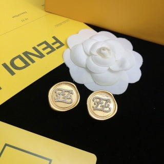 FENDI FF Medallion Logo Stud Earrings