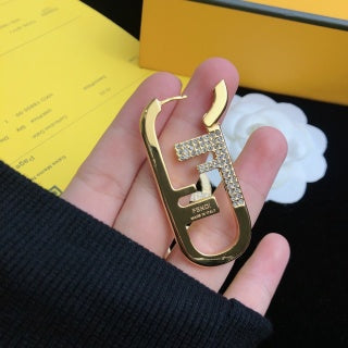 FENDI Pavé FF Oval Hoop Earrings