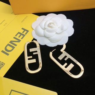 FENDI Pavé FF Oval Hoop Earrings