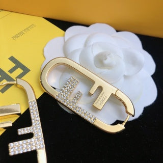 FENDI Pavé FF Oval Hoop Earrings