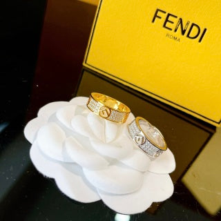 FENDI Pavé Signature Band Ring