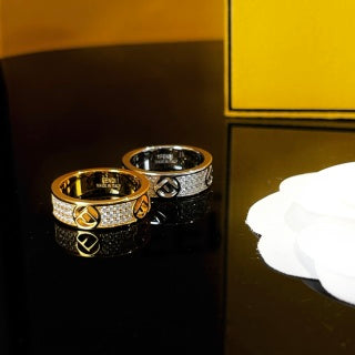 FENDI Pavé Signature Band Ring
