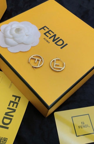 Fendi Aurelia FF Circle Emblem Stud Earrings