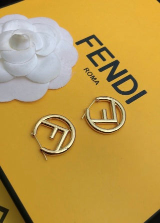 Fendi Aurelia FF Circle Emblem Stud Earrings