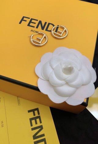 Fendi Aurelia FF Circle Emblem Stud Earrings