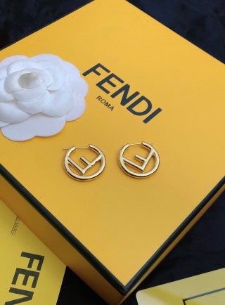 Fendi Aurelia FF Circle Emblem Stud Earrings
