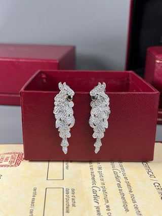Cartier Plume Parrot Diamond Drop Earrings