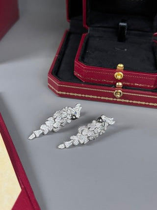 Cartier Plume Parrot Diamond Drop Earrings