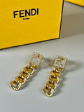 FENDI Crystal FF Chain Drop Earrings
