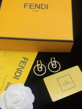 Fendi Lumina Logo Hoop Stud Earrings