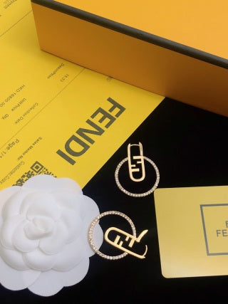 Fendi Lumina Logo Hoop Stud Earrings