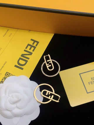 Fendi Lumina Logo Hoop Stud Earrings