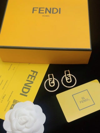 Fendi Lumina Logo Hoop Stud Earrings