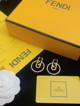 Fendi Lumina Logo Hoop Stud Earrings