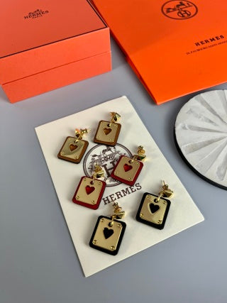 Hermès Kelly Lock Heart Enamel Stud Earrings