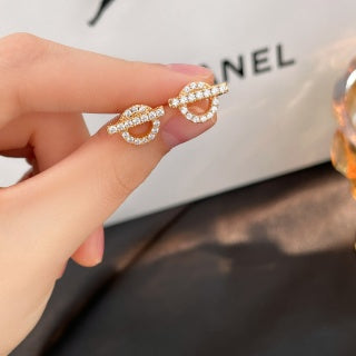 Hermès Éclat Pavé Loop Stud Earrings