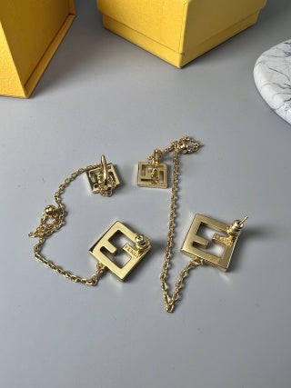 FENDI FF Chain Link Drop Earrings