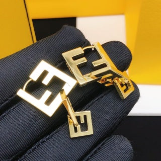 Fendi Verona FF Double Logo Drop Earrings