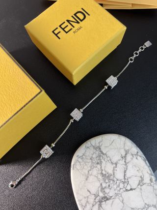 FENDI Crystal FF Square Charm Bracelet