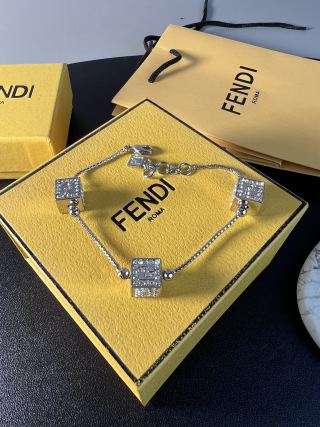 FENDI Crystal FF Square Charm Bracelet