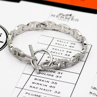 Hermès Chaine d’Ancre Pavé Oval Link Bracelet