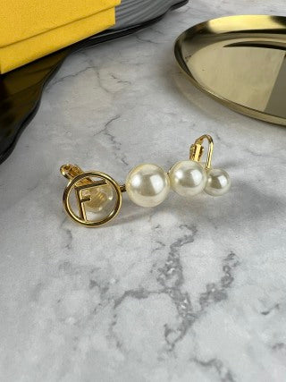FENDI Pearl FF Charm Ear Jacket Earrings