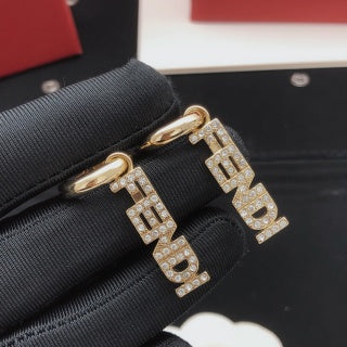 FENDI FF Logo Drop Hoop Earrings