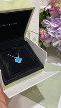 Van Cleef & Arpels Turquoise Four-Leaf Clover Necklace in White Gold