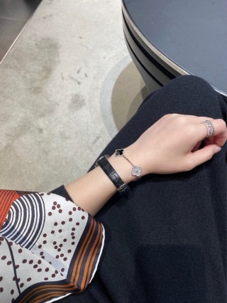 Van Cleef & Arpels Alhambra 5-Motif Bracelet in Black Onyx with Diamond Accents