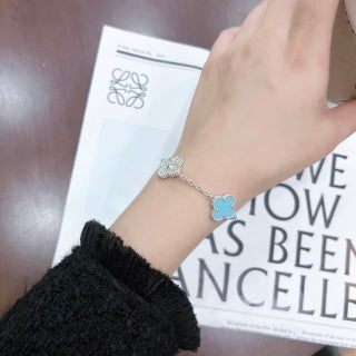 Van Cleef & Arpels Turquoise and Diamond Alhambra 5-Motif Bracelet
