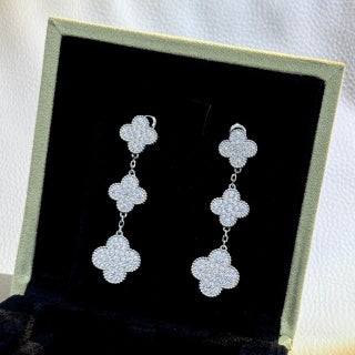 Van Cleef & Arpels Frosted Clover Cascade Clip-On Earrings
