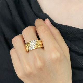 Van Cleef & Arpels Pavé Beadwork Band Ring