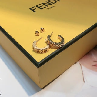 FENDI FF Mini Hoop Stud Earrings