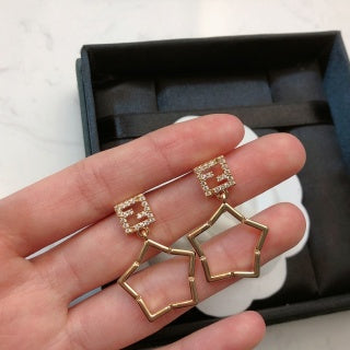 Fendi Stella FF Geometric Star Drop Earrings