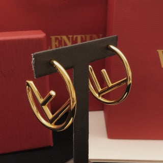 FENDI FF Open Circle Stud Earrings