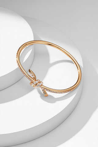 Tiffany Diamond Ribbon Cuff Bracelet – Elegant Luxury Fine Jewelry