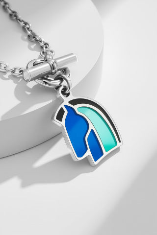 Hermès Ocean Enamel Toggle Pendant Necklace
