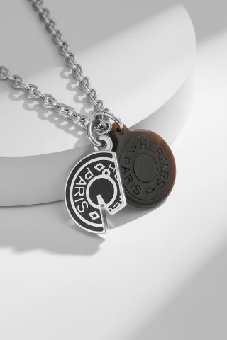 Hermès Duo Tone Medor Circle Toggle Necklace