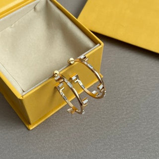 FENDI Pavé FF Hoop Earrings