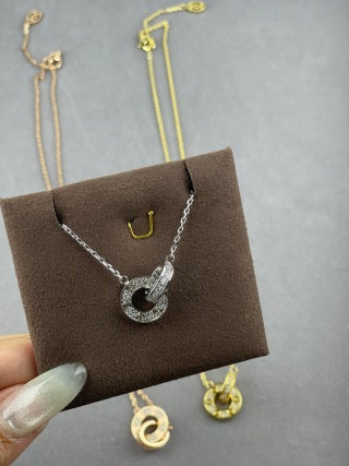 Cartier Double-Ring Necklace Fully Set with Diamonds