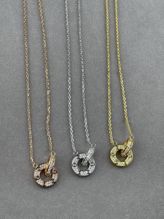 Cartier Double-Ring Necklace Fully Set with Diamonds