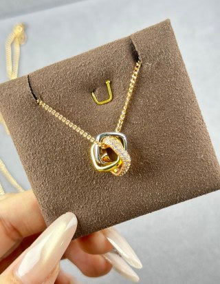 Cartier Square Three-Ring Tricolor Necklace