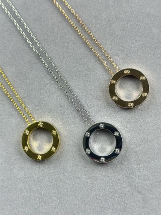 Cartier large round pendant necklace with six diamonds
