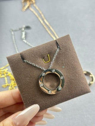 Cartier large round pendant necklace with six diamonds