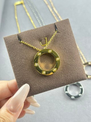 Cartier large round pendant necklace with six diamonds