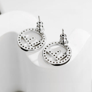 FENDI Crystal FF Circle Stud Earrings