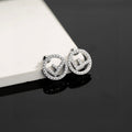 FENDI Crystal FF Circle Stud Earrings