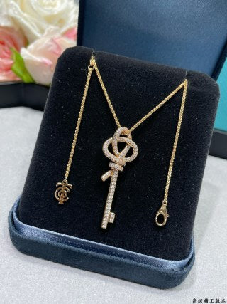 Tiffany T Knot Key Pendant with Full Diamond Pavé