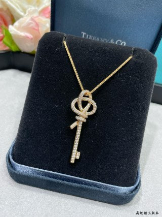 Tiffany T Knot Key Pendant with Full Diamond Pavé
