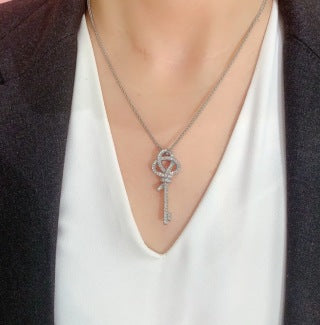 Tiffany T Knot Key Pendant with Full Diamond Pavé